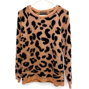 Anthropologie Elsamanda Animal Print Crew Neck Sweater size medium